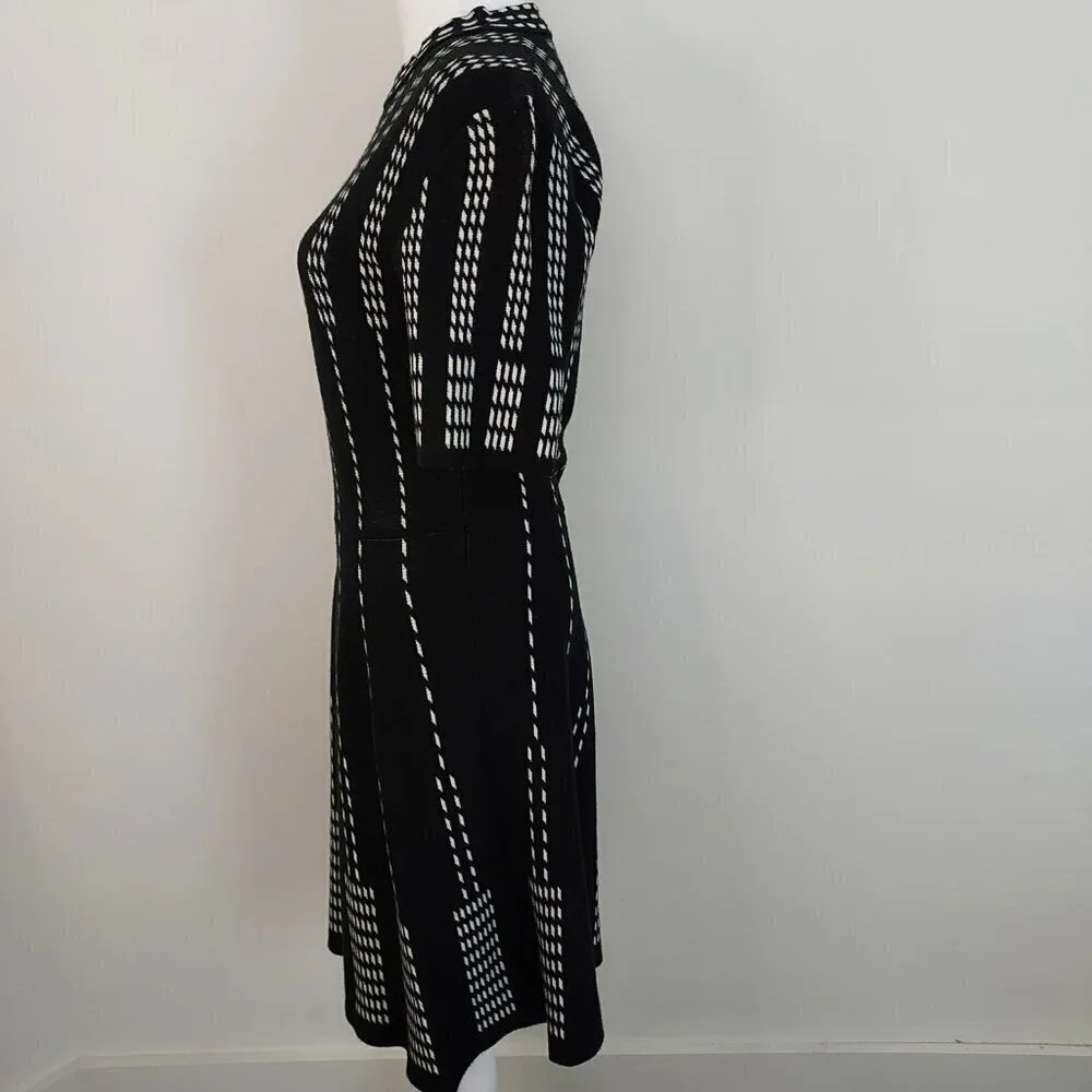 CeCe Black Knit Fit & Flare Sweater Short Sleeve Dress